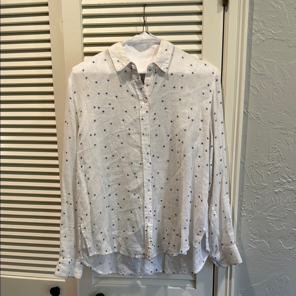Rails linen blend Button down with Star Pattern